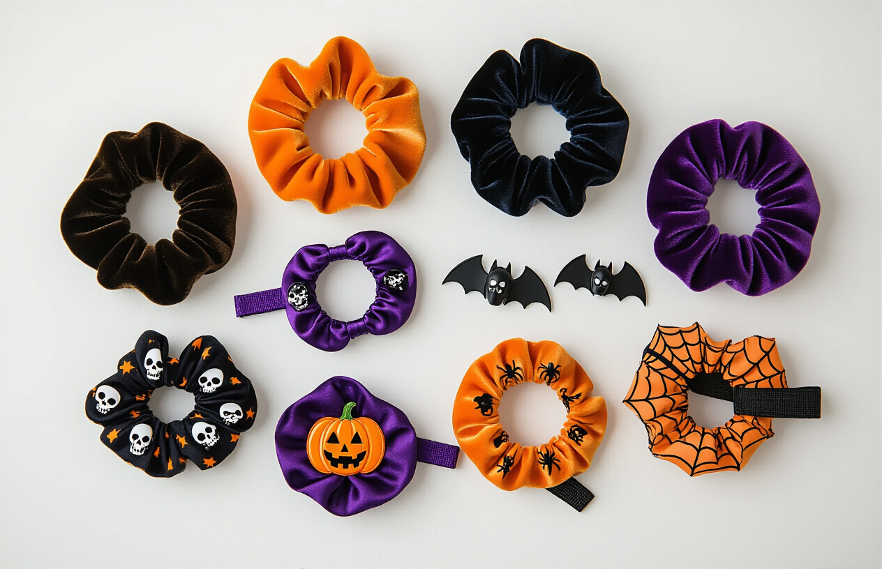 Hair Scrunchies and Ties with Halloween Flair
