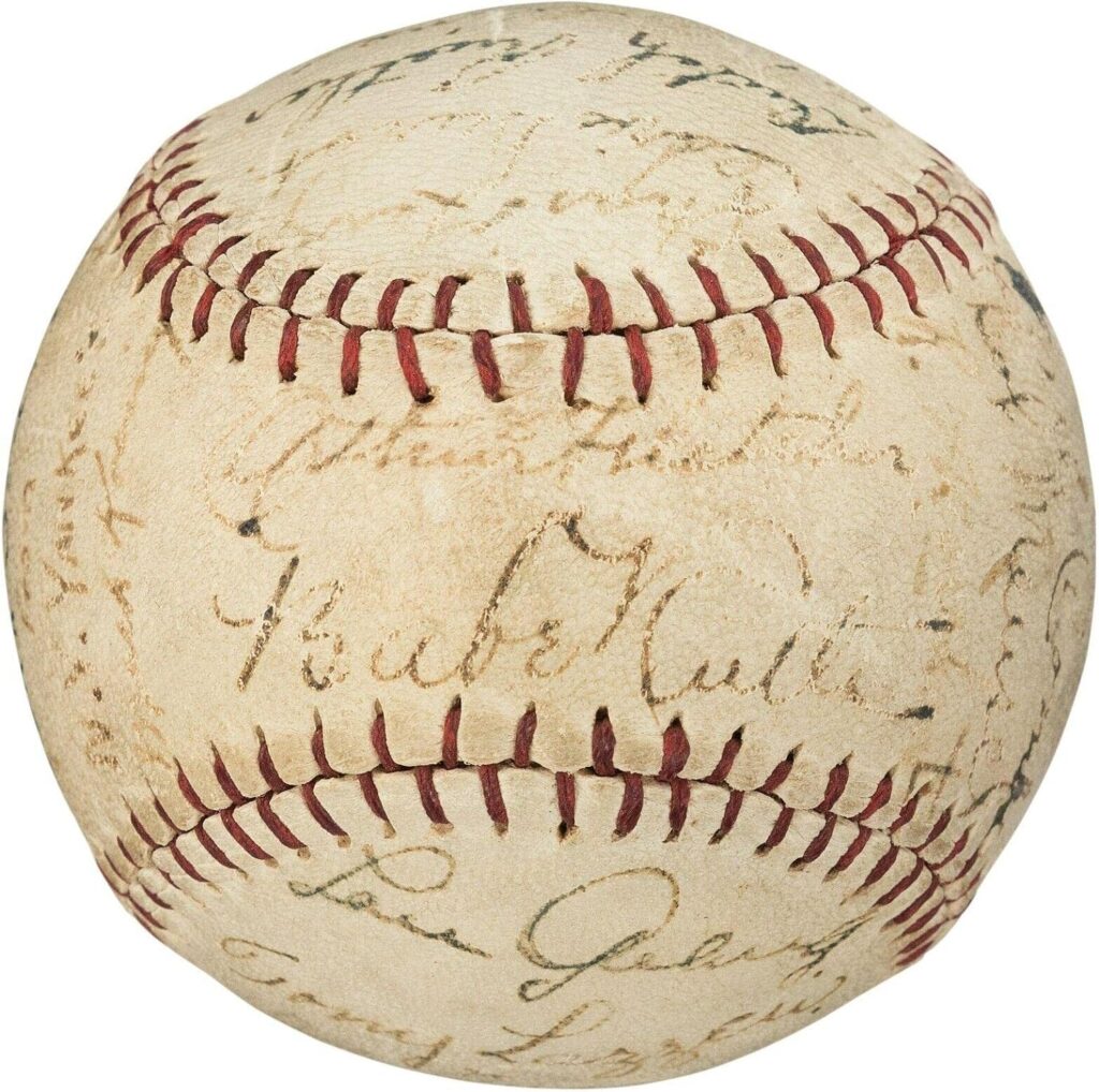 1927 New York Yankees Team Signed Baseball Babe Ruth  Lou Gehrig PSA DNA COA - Autographed Baseballs