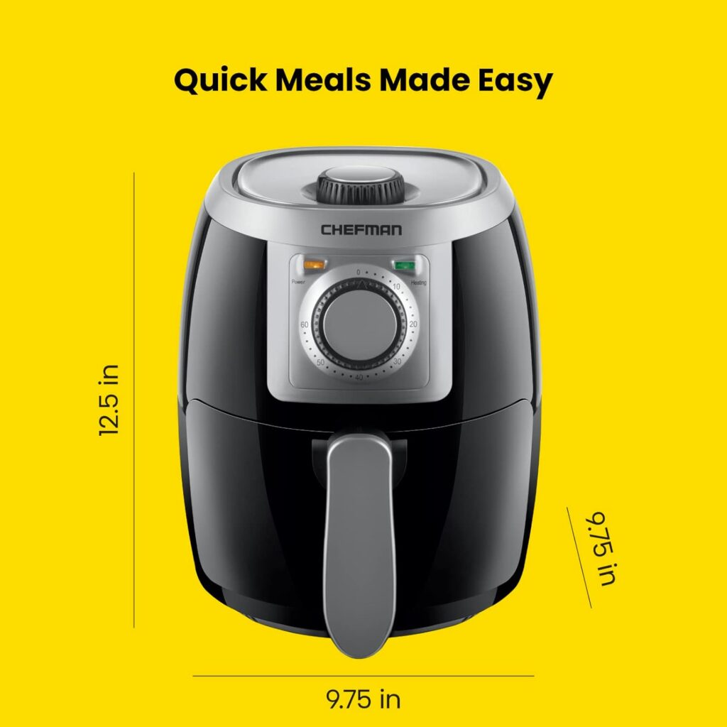 CHEFMAN 2 Qt Mini Air Fryer – Digital Space-Saving Compact Air Fryer with Nonstick and Dishwasher Safe Basket, Quick  Easy Meals in Minutes, Features Digital Timer and Shake Reminder – Grey