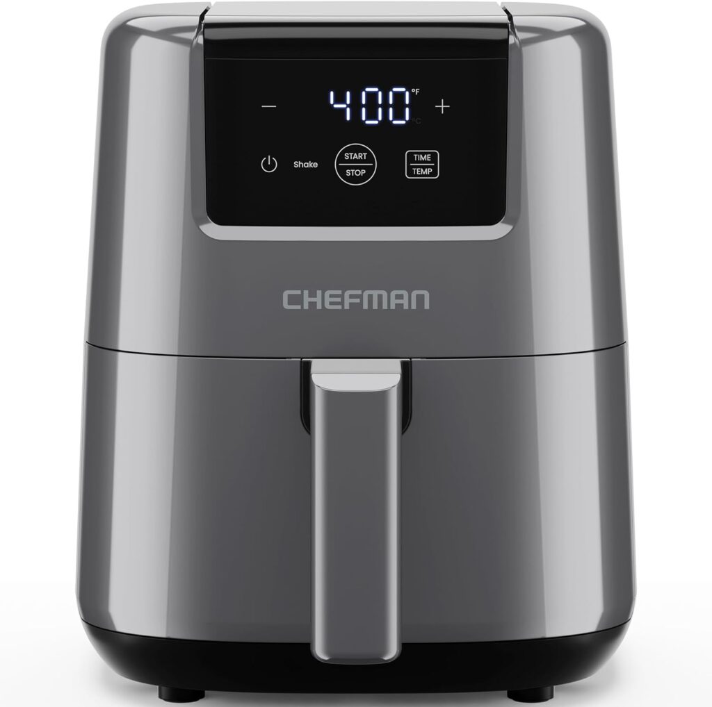 CHEFMAN 2 Qt Mini Air Fryer – Digital Space-Saving Compact Air Fryer with Nonstick and Dishwasher Safe Basket, Quick  Easy Meals in Minutes, Features Digital Timer and Shake Reminder – Grey