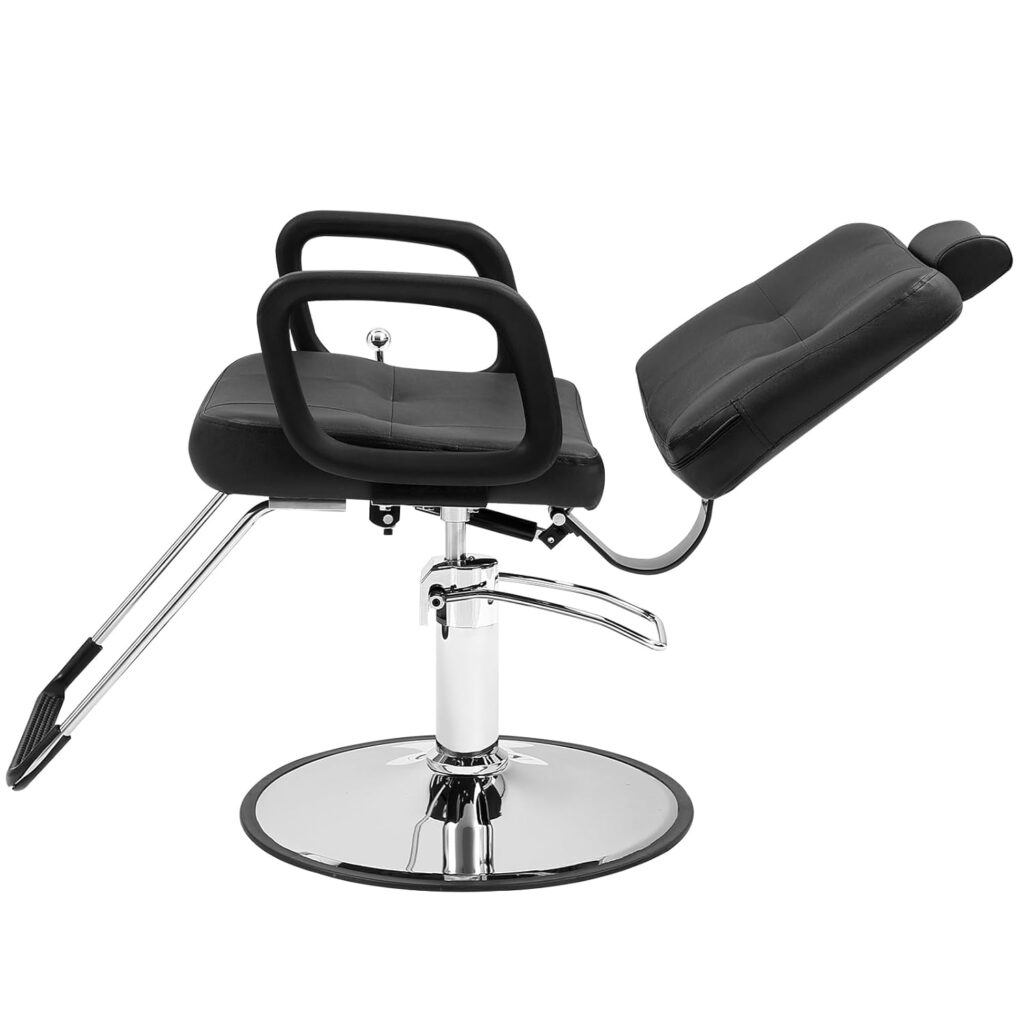 VEVOR Hydraulic Barber Chair 360° Swivel 90°-125° Reclining for Hair Stylist, Max Load Weight 330 lbs, Beauty Salon Equipment, Black