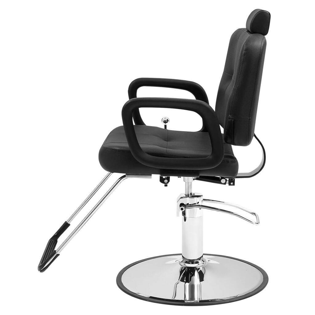 VEVOR Hydraulic Barber Chair 360° Swivel 90°-125° Reclining for Hair Stylist, Max Load Weight 330 lbs, Beauty Salon Equipment, Black