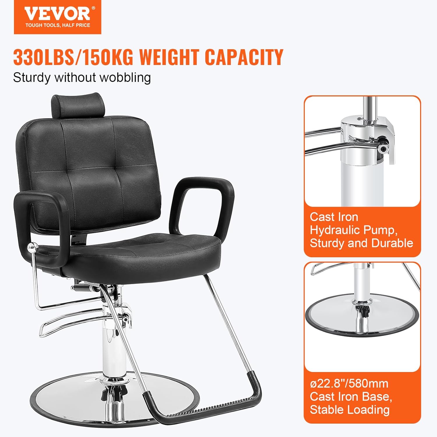 vevor hydraulic barber chair 360 swivel 90 125 reclining for hair stylist max load weight 330 lbs beauty salon equipment 6