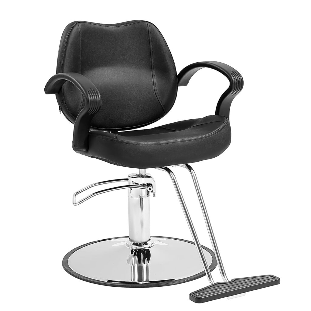 VEVOR Salon Chair for Hair Stylist Heavy Duty Hydraulic Pump, 360° Swivel with Footrest, Beauty Spa Equipment, Max Load Weight 330 lbs, Black