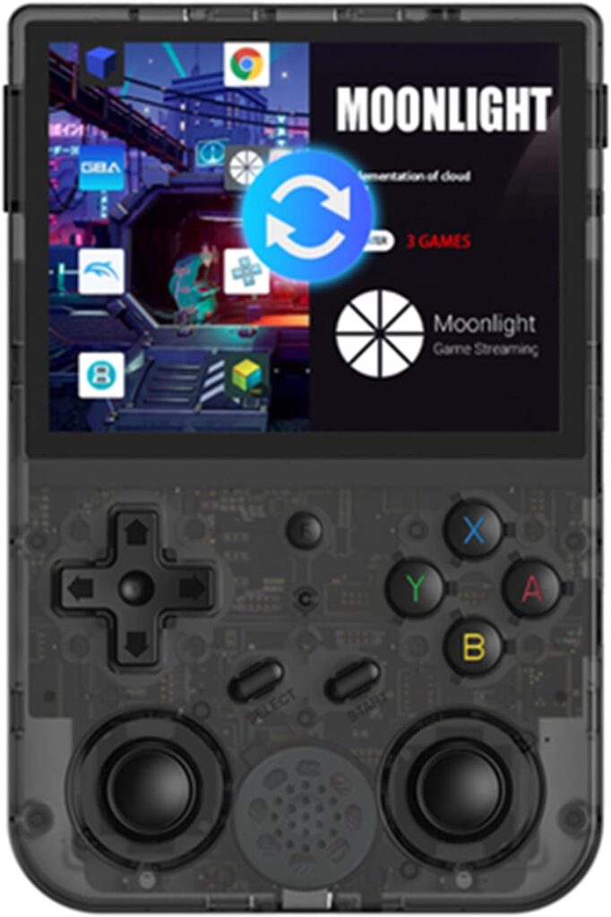 RG353V Handheld Game Console 16G + 128G TF Card, 3.5-Inches Display Dual OS Android 11, Linux System Support 5G WiFi 4.2 Bluetooth, RK3566 Chip Built-in 15000+ Classic Games (Black Transparent)