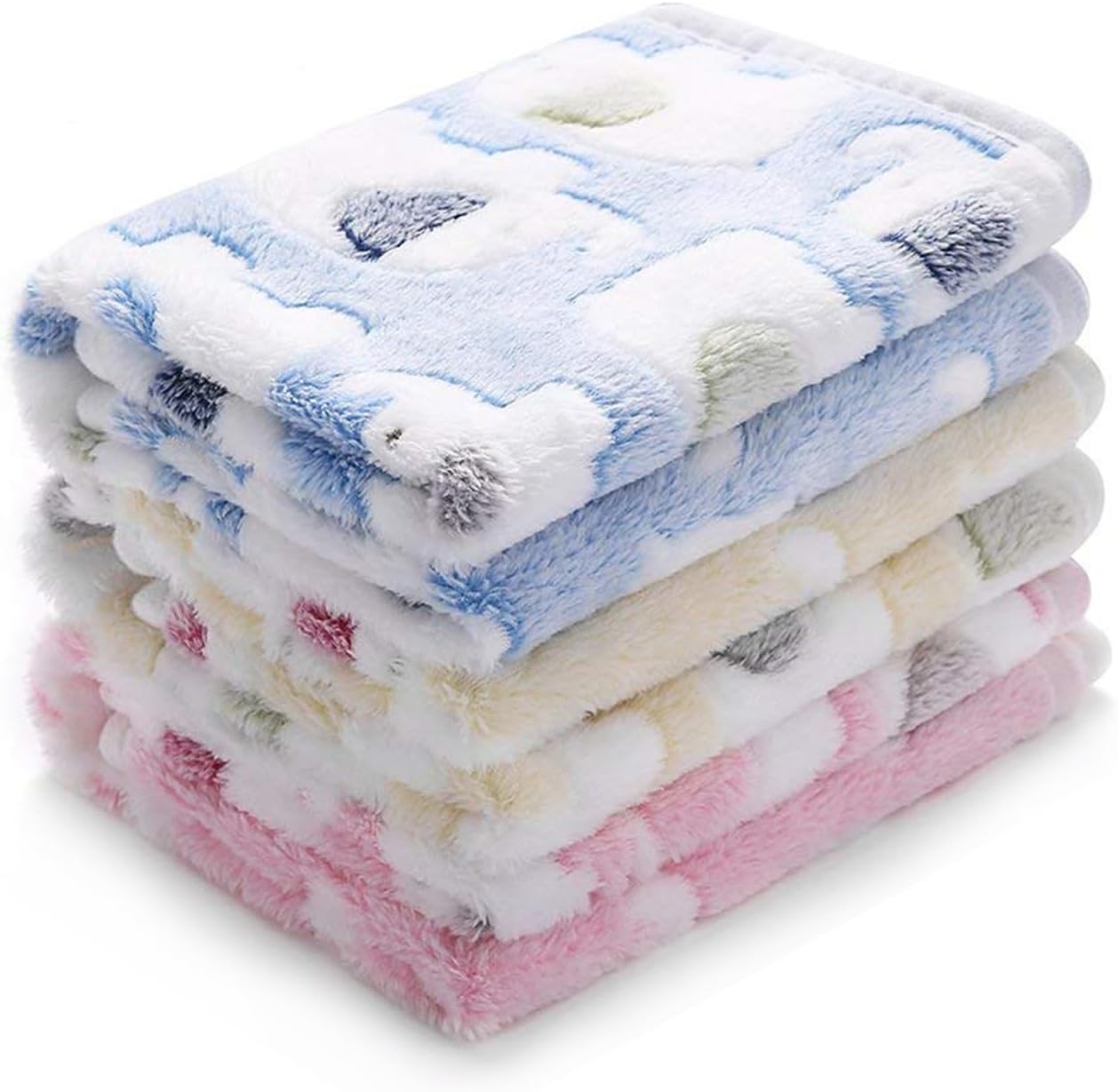 1 pack 3 blankets super soft fluffy premium cute elephant pattern pet blanket flannel throw for dog puppy cat bluepinkye