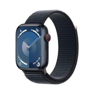 Apple Watch Series 9 [GPS + Cellular 45mm] Smartwatch with Midnight Aluminum Case with Midnight Sport Loop. Fitness Tracker, ECG Apps, Always-On Retina Display, Carbon Neutral