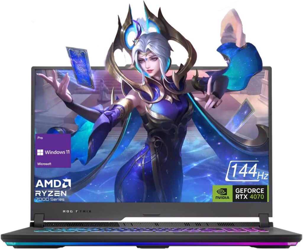 ASUS ROG Strix G17 Gaming Laptop, 17.3 FHD 144Hz, AMD Ryzen 9 7845HX, GeForce RTX 4070, 64GB DDR5 RAM, 2TB PCIe M.2 SSD, HDMI, USB 3.2 Gen 1, Wi-Fi 6, RGB Backlit Keyboard, Windows 11 Pro, Black