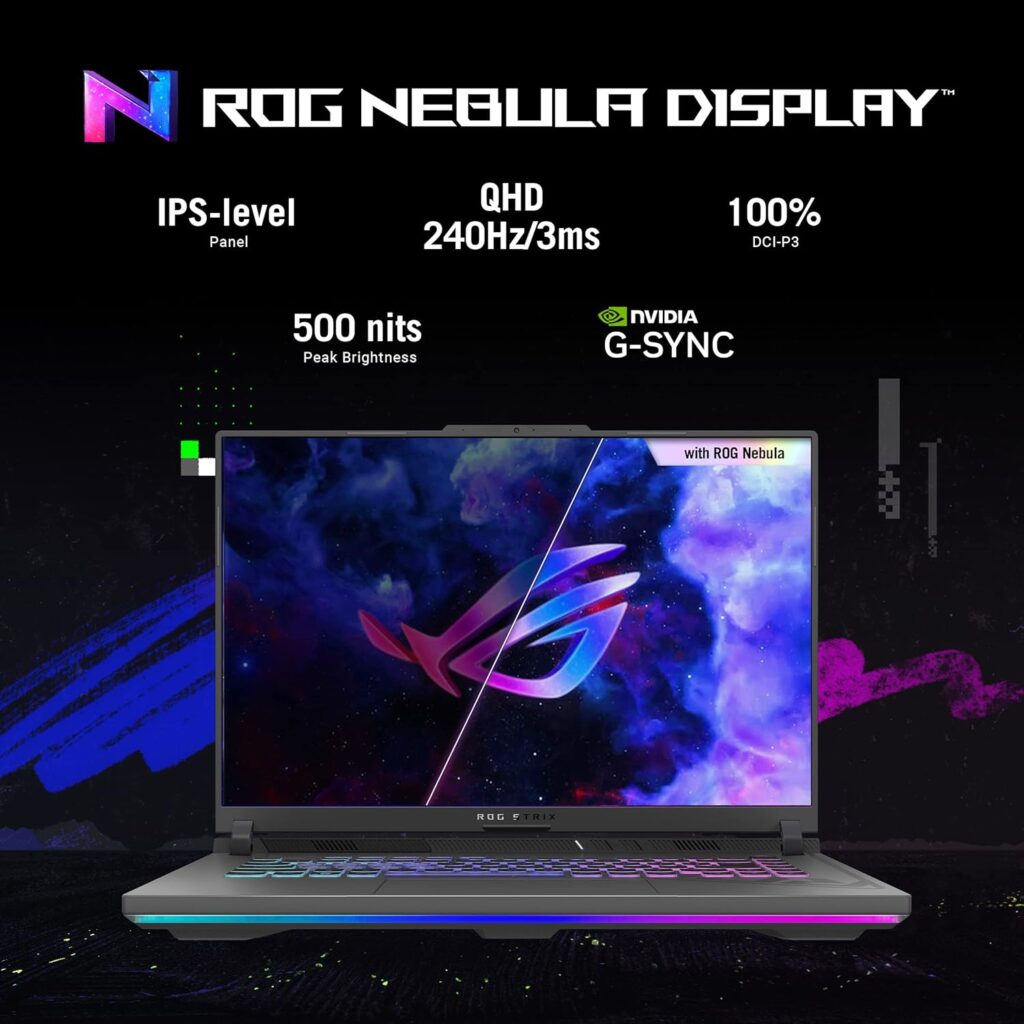 ASUS ROG Strix G18 (2024) Gaming Laptop, 18” Nebula Display 16:10 QHD 240Hz/3ms, GeForce RTX™ 4070, Intel® Core™ i9-14900HX, 32GB DDR5, 1TB PCIe® SSD, Wi-Fi 6E, Windows 11 Pro, G814JIR-XS96