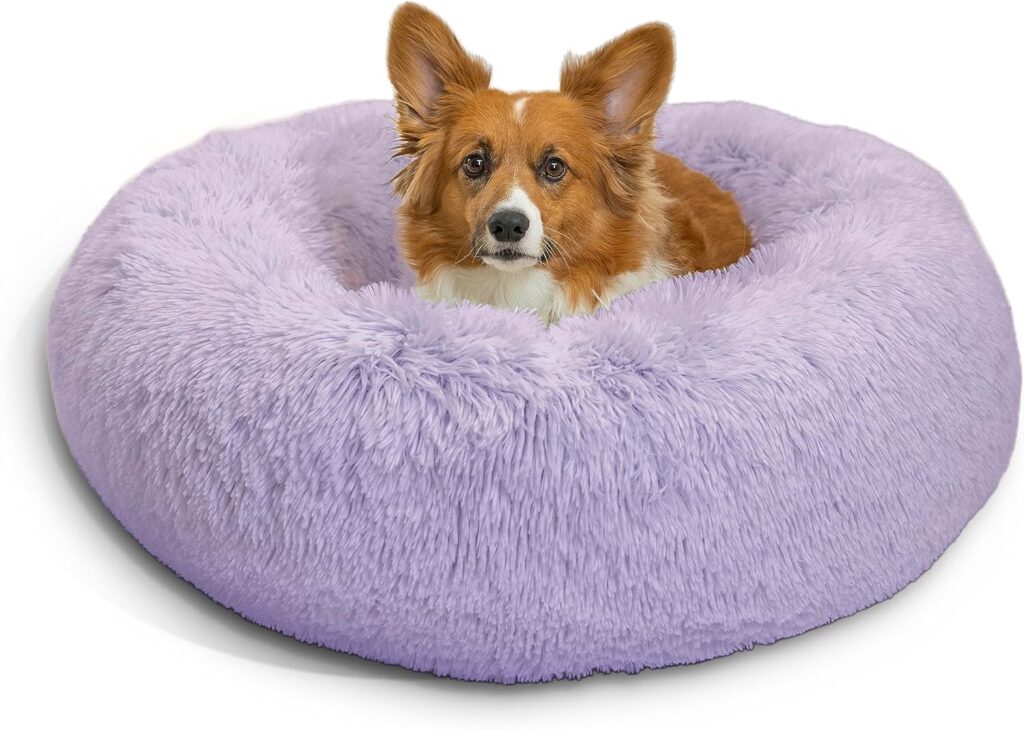 Best Friends by Sheri The Original Calming Donut Cat and Dog Bed in Shag Fur Taupe, Small 23