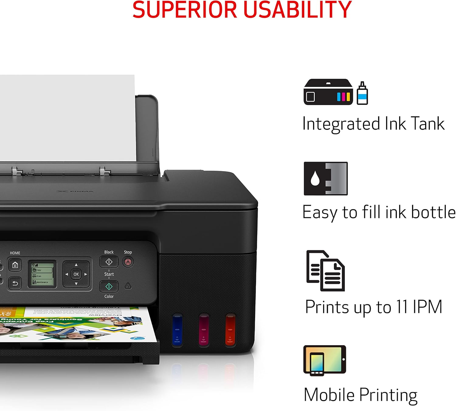 canon megatank g3270 all in one wireless inkjet printer for home use print scan and copy black 2