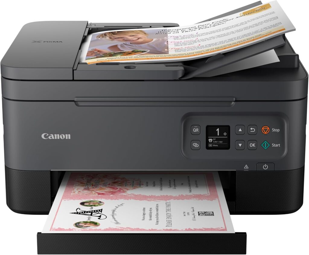 Canon PIXMA TR7020a All-in-One Wireless Color Inkjet Printer, with Duplex Printing, Mobile Printing, and Auto Document Feeder, Black, Works with Alexa