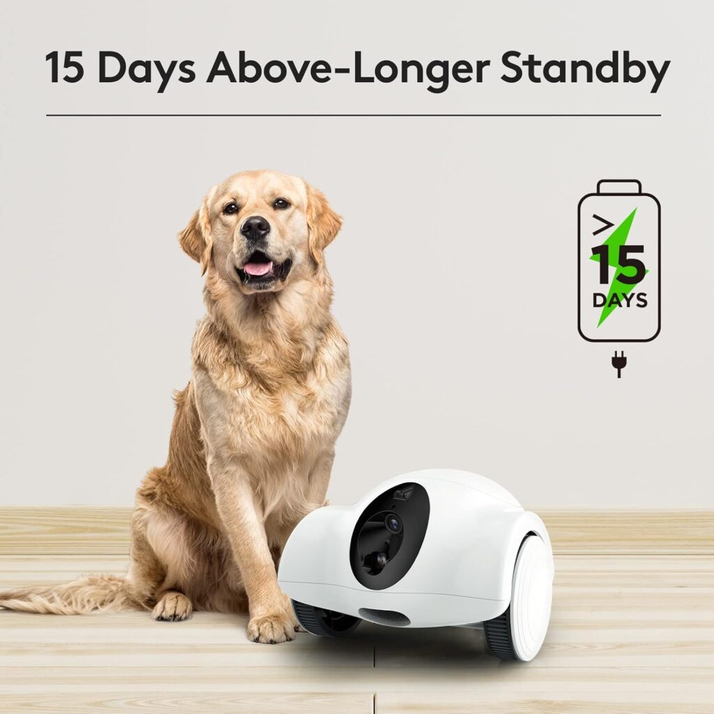 Dog Camera, Pet Camera Indoor with Phone App Cat Camera 15 Days Long Standby Pet Robot for Dog Treat Camera Dispenser Feeder 1080P Full HD Home Wifi Camera 360°Move Freely 2-Way Audio (2.4G WiFi ONLY)