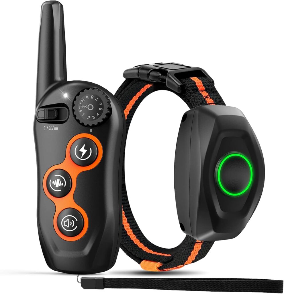 Dog Training Collar, IPX7 Waterproof Dog Training Collar with Remote Range 1300ft, 3 Training Modes, Beep, Static, Vibration, Rechargeable Electric Training Collar for Small Medium Large Dogs