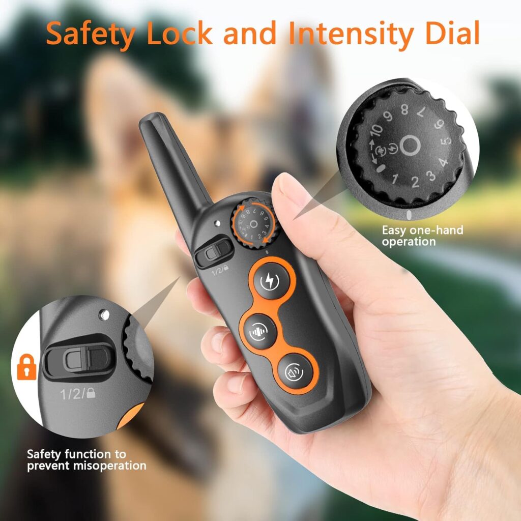 Dog Training Collar, IPX7 Waterproof Dog Training Collar with Remote Range 1300ft, 3 Training Modes, Beep, Static, Vibration, Rechargeable Electric Training Collar for Small Medium Large Dogs