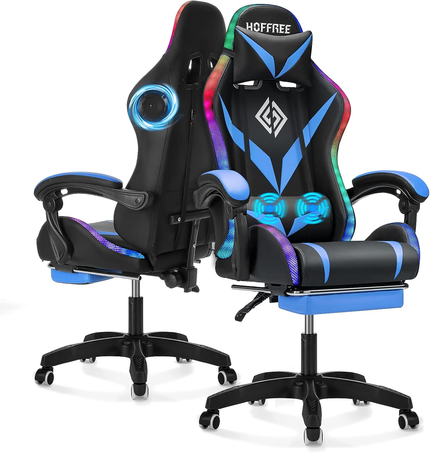 gaming chair with bluetooth speakers and rgb led lights ergonomic massage computer gaming chair with footrest video game