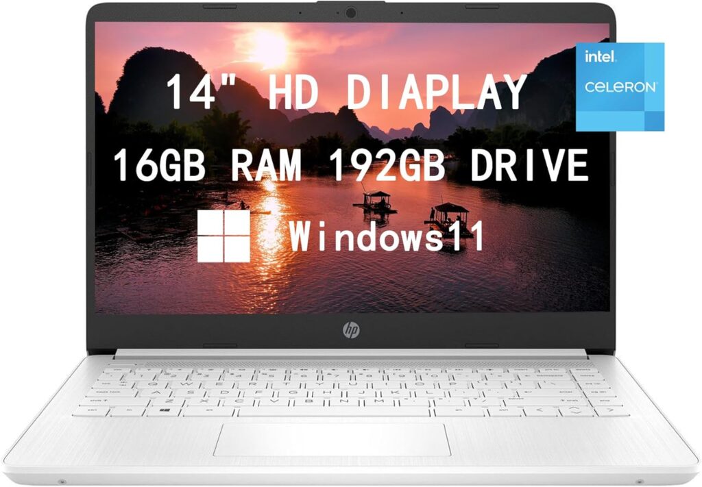 HP 2023 Newest Upgraded Laptops for College Student  Business, 14 HD Computer, Intel Celeron N4120 Quad-Core, 8GB RAM, 128GB(64GB SSD+64GB Card) Fast Charge, Windows 11, Black (14-dq0051dx)