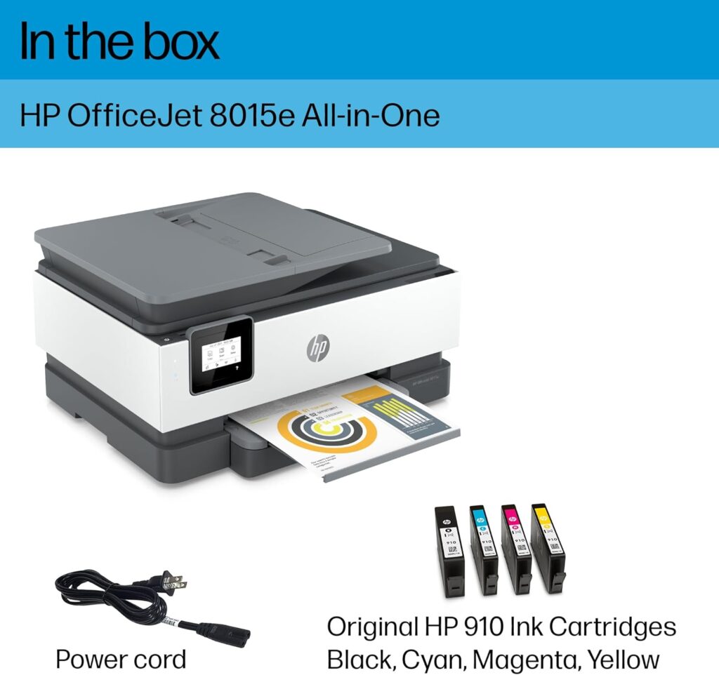 HP OfficeJet 8015e Wireless Color All-in-One Printer with 6 months of ink included with HP+ (228F5A)