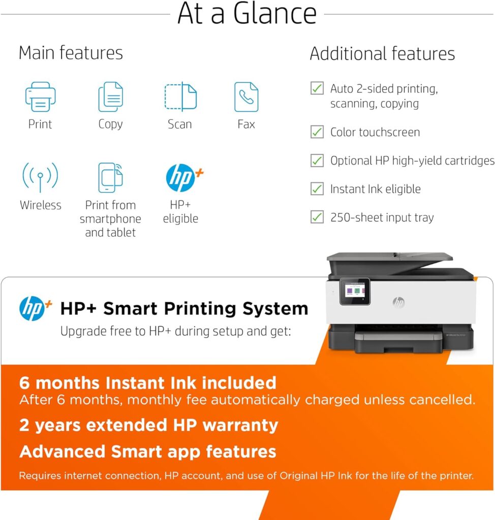 HP OfficeJet Pro 9125e All-in-One Printer, Color, Printer-for-Small Medium Business, Print, Copy, scan, fax, Instant Ink Eligible (3 months included) ; Touchscreen; Smart Advance Scan;