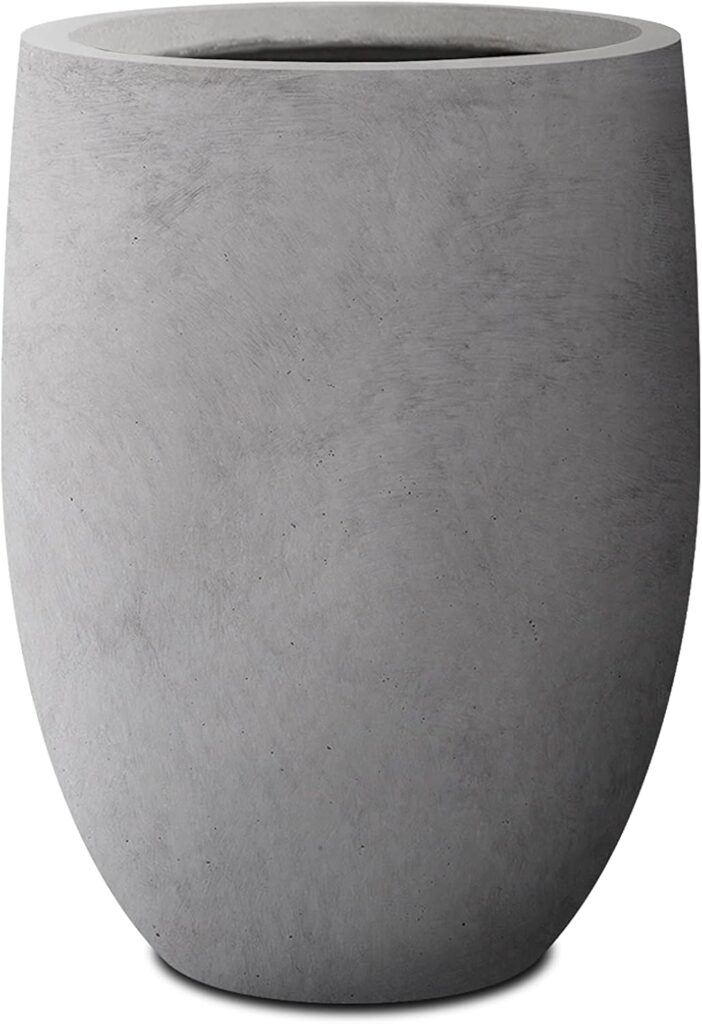 Kante 21.7 H Weathered Concrete Tall Planter, Large Outdoor Indoor Decorative Pot with Drainage Hole and Rubber Plug, Modern Round Style for Home and Garden