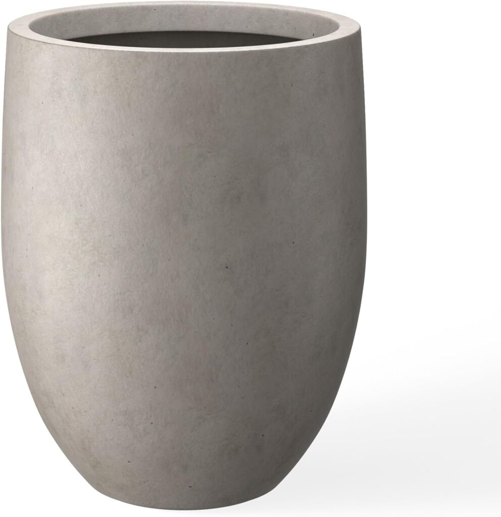 Kante 21.7 H Weathered Concrete Tall Planter, Large Outdoor Indoor Decorative Pot with Drainage Hole and Rubber Plug, Modern Round Style for Home and Garden