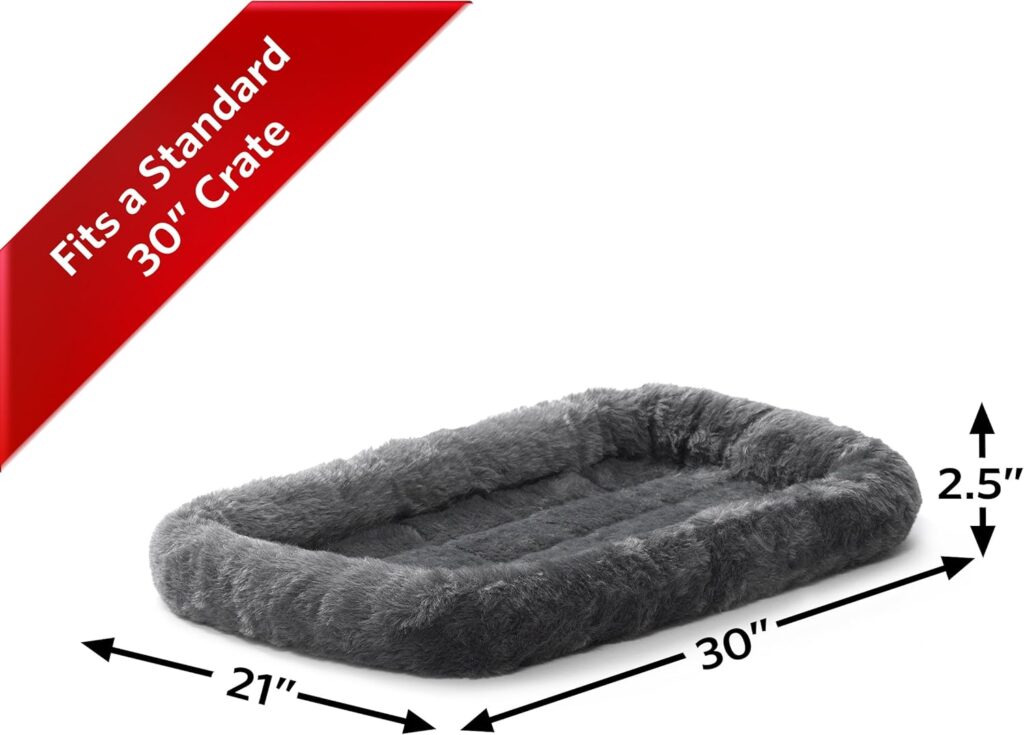 MidWest Homes for Pets Bolster Dog Bed 18L-Inch Gray Dog Bed or Cat Bed w/ Comfortable Bolster | Ideal for Toy Dog Breeds  Fits an 18-Inch Crate | Easy Maintenance Machine Wash  Dry