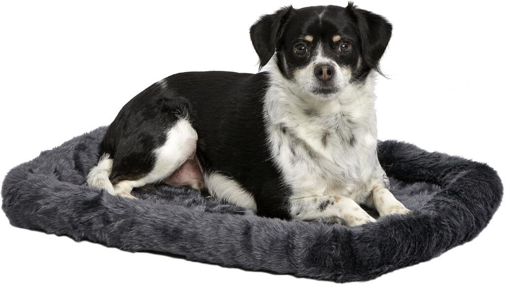 MidWest Homes for Pets Bolster Dog Bed 18L-Inch Gray Dog Bed or Cat Bed w/ Comfortable Bolster | Ideal for Toy Dog Breeds  Fits an 18-Inch Crate | Easy Maintenance Machine Wash  Dry