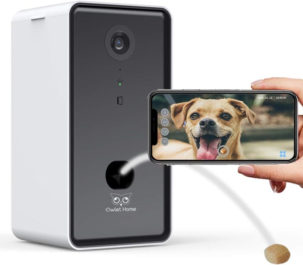 Pet Camera with Treat Dispenser/Tossing for Dogs/Cats, Smart Dog/Cat Camera, Free App, 2.4G  5G WiFi, 1080P HD Live Video, Auto Night Vision, 2-Way Audio, Motion Alert, No Monthly Fee