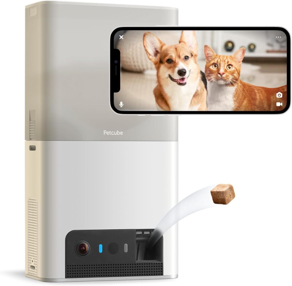 Petcube Bites 2 Lite Interactive WiFi Pet Monitoring Camera with Phone App and Treat Dispenser, 1080p HD Video, Night Vision, Two-Way Audio, Sound and Motion Alerts, Cat and Dog Monitor