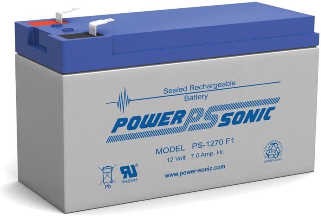 Power Sonic PS-1270 Rechargeable Sealed Lead Acid Battery 12V 7AH for General Purpose, Medical, Emergency Lighting, Fire and Security with F1 Terminals