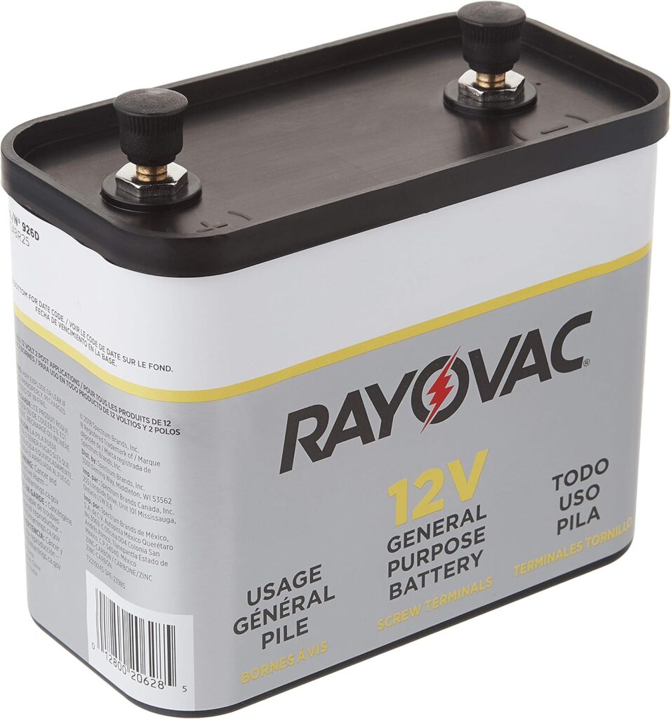 RAYOVAC General Purpose Lantern Battery, 12 Volt, Screw Terminals, 926C