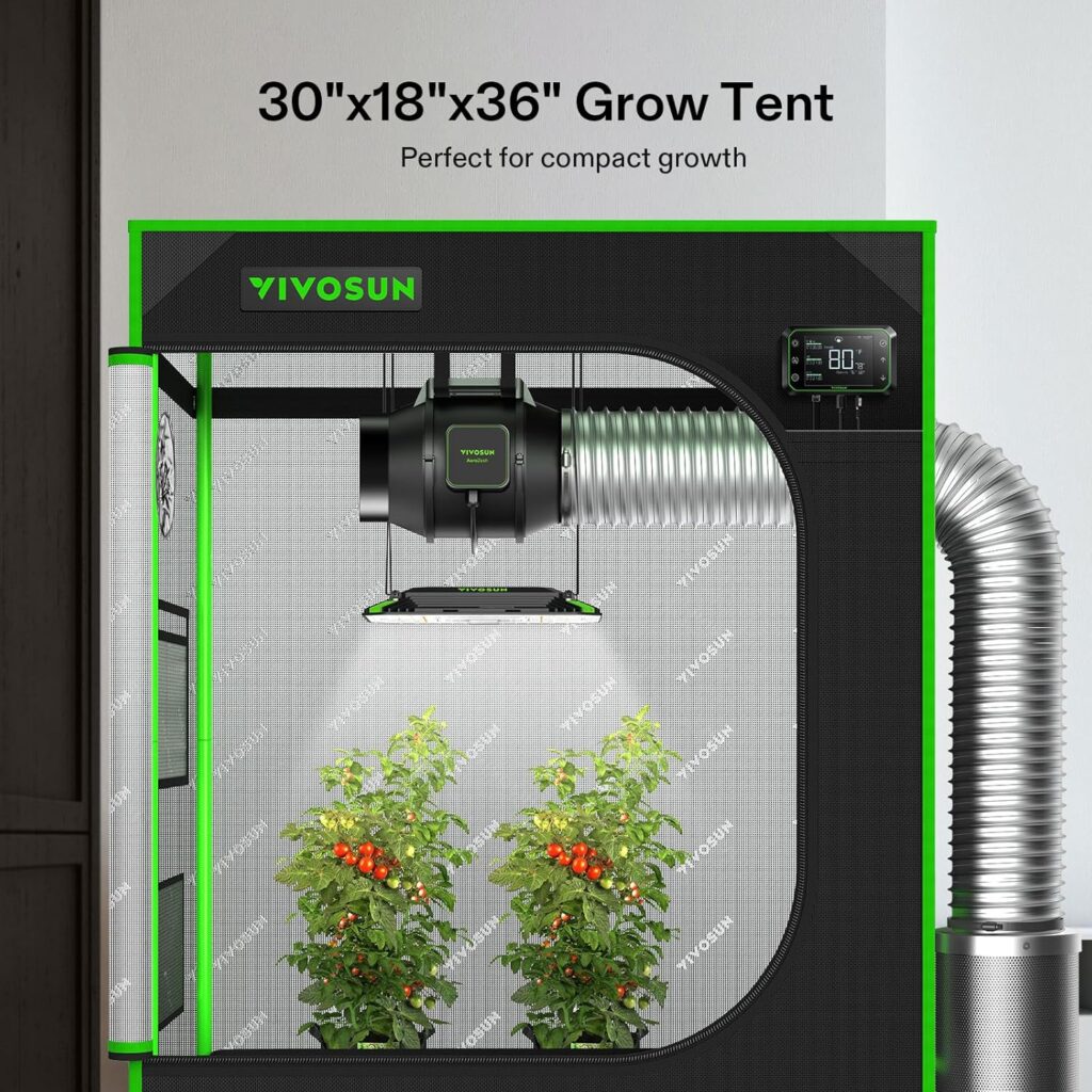 VIVOSUN S448 4x4 Grow Tent, 48x48x80 High Reflective Mylar with Observation Window and Floor Tray for Hydroponics Indoor Plant for VS4000/VSF4300