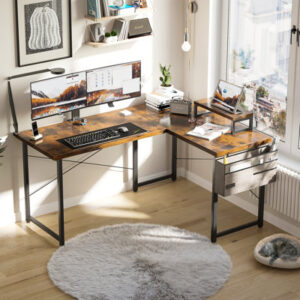 Inbox Zero Bengoa L Shaped Desk with Storage Bag,Computer Desk with Removable Stand, Writing Desk for Home Office