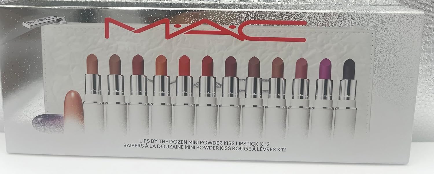 mac lips by dozen mini podwer kiss lipstick x 12 a holiday kit 1