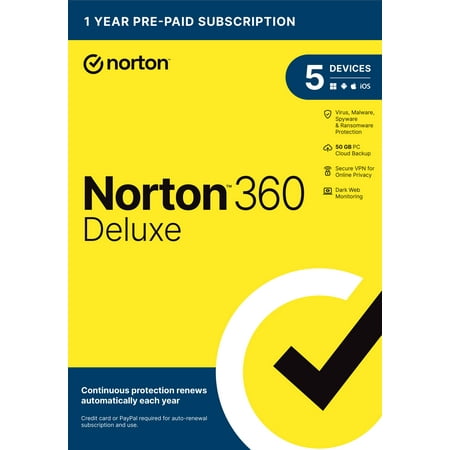 Antivirus Software for 5 Devices – Norton 360 Deluxe