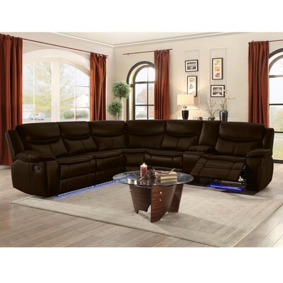 Wide Faux Leather Reclining Corner Sectional