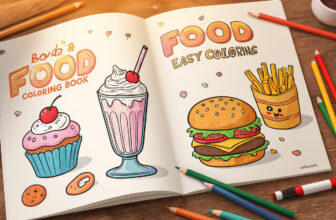 Bold & Easy Food Drink & Sweets Coloring Book: Fun & Relaxing Coloring Pages of Delicious Foods, Drinks, Desserts & Treats for Adults & Teens