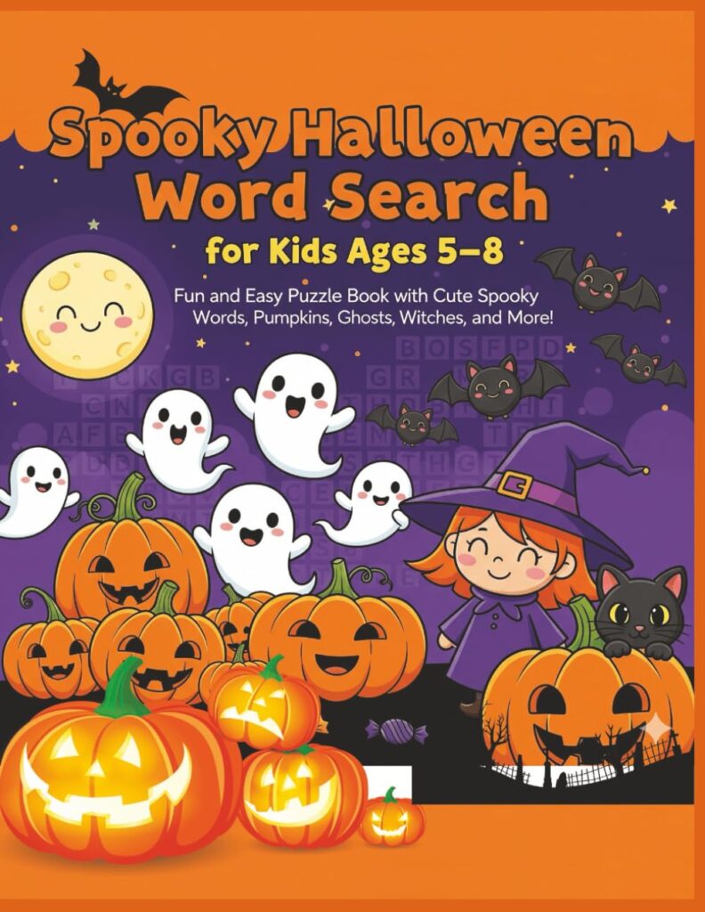 Spooky Halloween Word Search for Kids Ages 5–8
