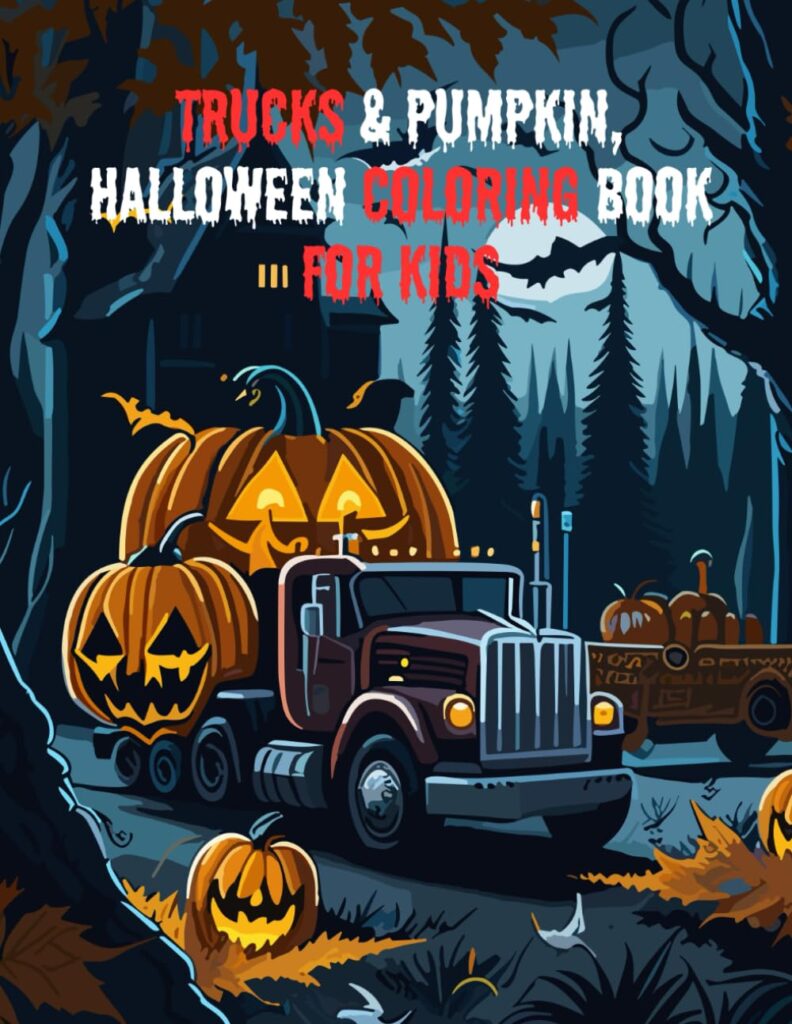 Trucks Pumpkin Halloween Coloring Book For Kids