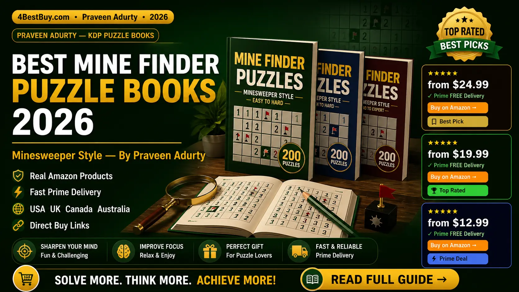 best Mine Finder puzzle books 2026 Praveen Adurty
