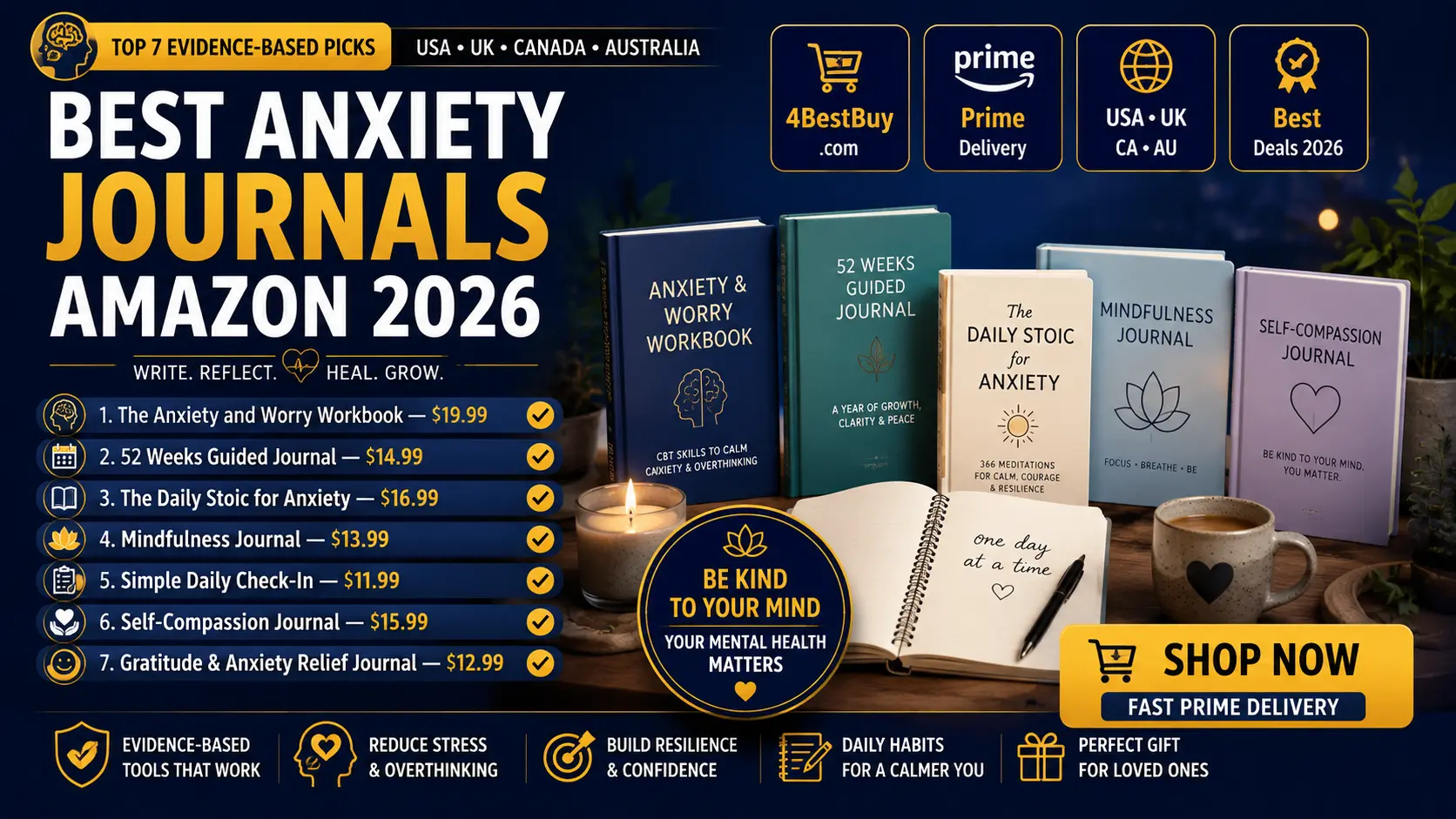 best anxiety journals on Amazon 2026